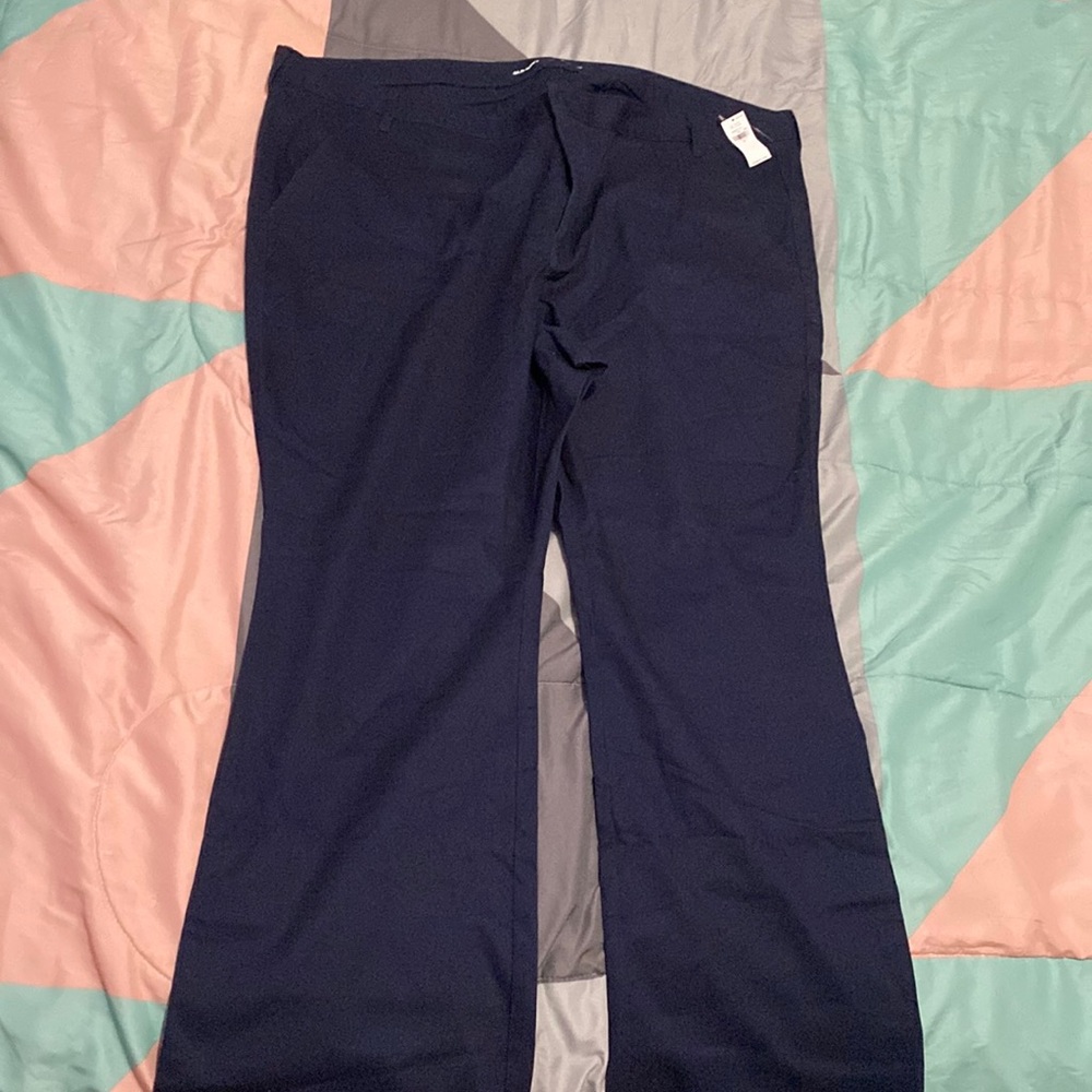blue high wasted boot cut pants brand new